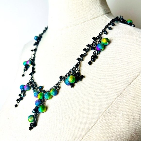 Vintage Hand Made Tear Drop Mystical Goth Charming Statement Necklace - Picture 7 of 7